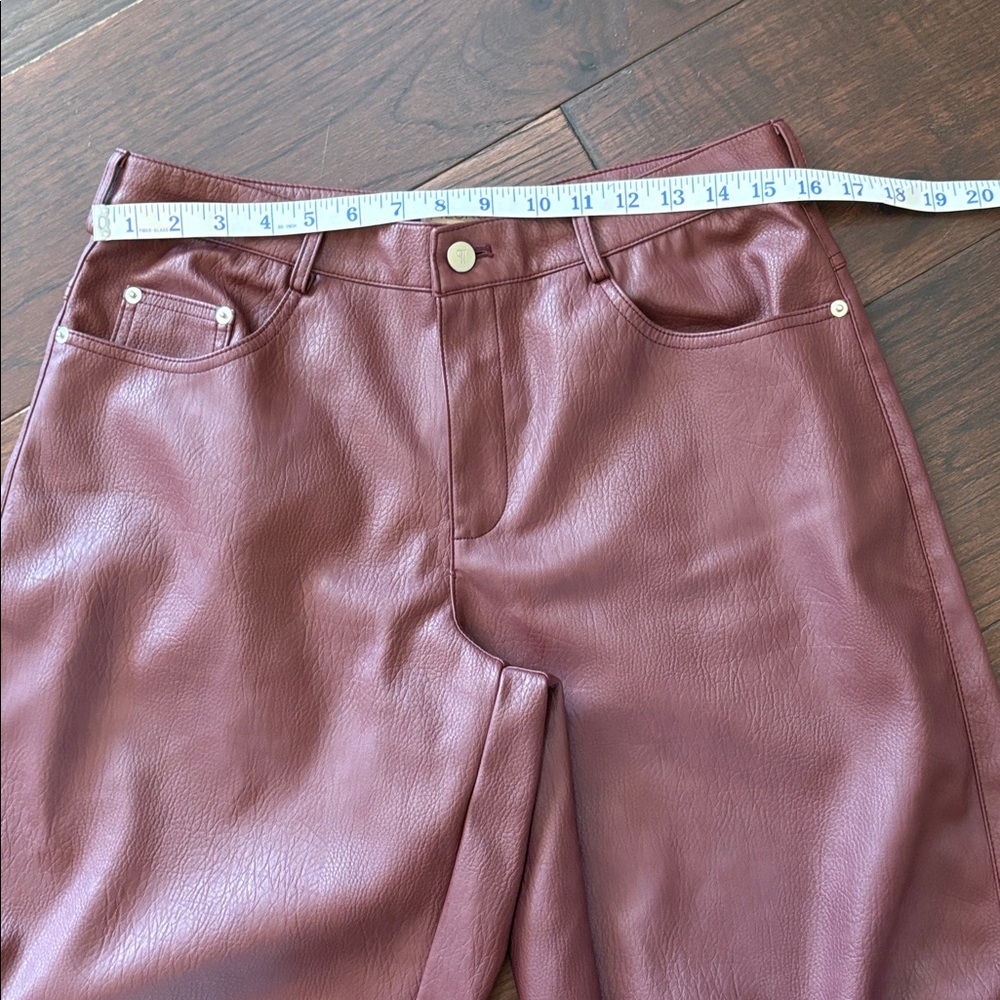 Pilcro Wide-Leg Faux Leather Pants in Ox Blood - Picture 4 of 7